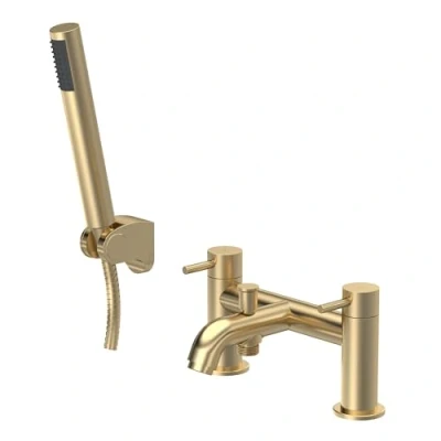 Image of Round Bath Shower Mixer Tap with Kit Brushed Brass Balterley