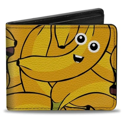 Image of Buckle down Men&#039;s Bifold Wallet Bananas, 4.0&quot; x 3.5&quot;, Bananas