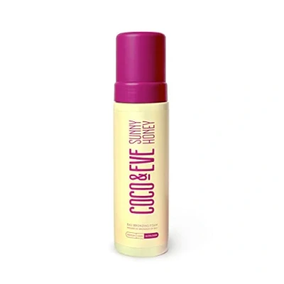 Image of Coco &amp; Eve Sunny Honey Bali Bronzing Foam. Natural Sunless Self Tanner Mousse. Anti Cellulite, Organic Tanning Lotion (Ultra Dark)