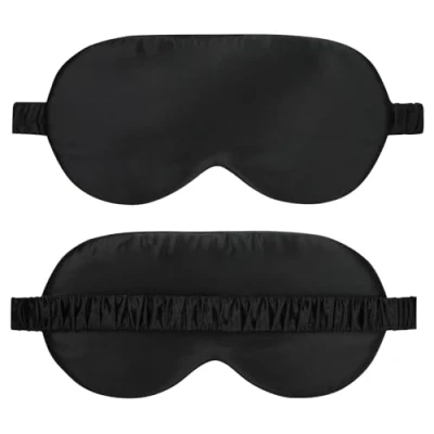 Image of Silk Sleep Mask, 100% Real Natural Pure Eye Mask Black for Women &amp; Men, Blackout, Sleeping Sleeping, Shade Cover Travel Reduces Puffy Eyes