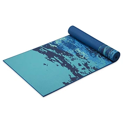 Image of Gaiam Yoga Mat Premium Print Reversible Extra Thick Non Slip Exercise &amp; Fitness for All Types of Yoga, Pilates Floor Workouts, Peaceful Waters, 6mm