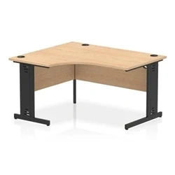 Image of Impulse 1400 LH Crescent Office Desk Maple Top Black Cable Managed Leg