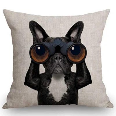 Image of SSOIU French Bulldog Gifts Pillow Cocer, Pillow, Cotton Linen Throw Case Cushion Cover Pillowcase for Sofa Home Bed Decorative 18&quot;x18&quot;