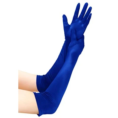 Image of EORUBE Long Opera 1920s Satin Gloves for Women Elbow Length Party Costume (Smooth 20.5&quot; Black)