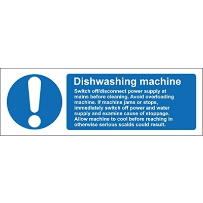 Image of Hygiene Catering Dishwashing Machine Safety Sign Self Adhesive Sticker 300mm x 100mm