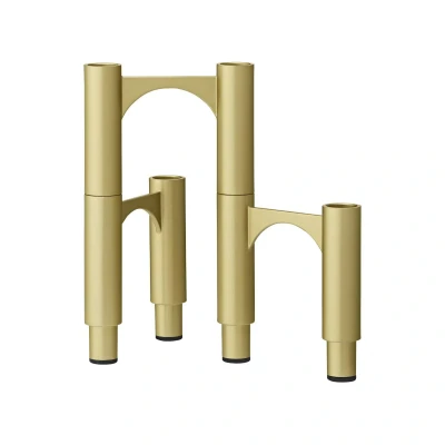 Image of AYTM Compono candle holder, gold, h 12 cm, aluminium, set of 3