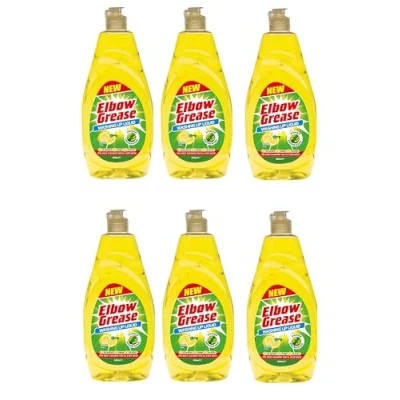 Image of Multipack Washing Up Liquid Lemon Fresh Scent Powerful Degreaser Works On Glasses, Pans, and Plates by Elbow Grease (6, 600ml)