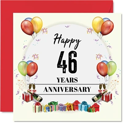 Image of 56th Anniversary Card for Husband Wife Party Happy 46th Wedding Partner, 145mm x Greeting Cards Forty Sixth Anniversaries