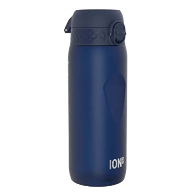 Image of ION8 Water Bottle, 750 ml/24 oz, Leak Proof, Easy to Open, Secure Lock, Dishwasher Safe, BPA Free, Flip Cover, Carry Handle, Soft Touch Contoured Grip, Clean, Odour Carbon Neutral, Navy