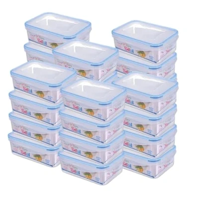 Image of HOMESHOPA Plastic Airtight Food Storage Container, 24 Pack 1 Litre Leakproof Rectangle Container with Clip Lock Lid, BPA Free Reusable Meal Prep Lunch Box Microwave Freezer &amp; Dishwasher Safe