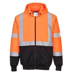 Image of Portwest Hi Vis Two Tone Zipped Hoodie Orange/Black Small