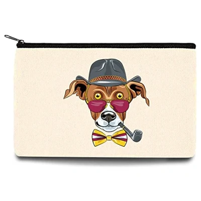 Image of Dog Printed Zip Canvas Pouch Makeup Bag Make Up Bag, Cosmetic Travel Bag,Toiletry Bag,Organizer Bags,Toiletry Bags, Bride Bridesmaid Bag,Pencil Bag,Wash Bag,Coin Purse (Dog Detective)