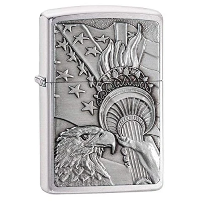 Image of Zippo Something Patriotic Emblem Regular Lighter Brushed Chrome