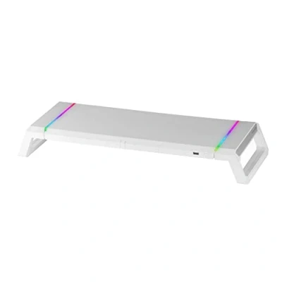 Image of MARSGAMING Mars Gaming MGS ONE White, Chroma RGB Monitor Stand, Adjustable Size, Smartphone and Tablet Front USB 2.0