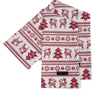 Image of Ragged Rose Christmas Tea Towels, Cotton, Red, 50 x 70 cms