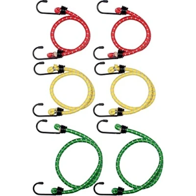 Image of Connex Gepäckspanner Set 6 teilig 3 Längen: 60 cm, 80 cm &amp; 100 Bei Dunkelheit reflektierend Dehnbar reißfest Für Ladesicherungen aller Art / Spanngummi mit 2 Haken Expander DY270676