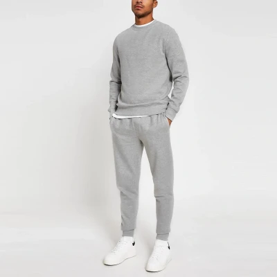 Image of MYT Mens Crew Neck Tracksuit Grey Cotton Size Medium