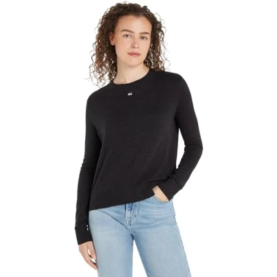 Image of Tommy Jeans Women&#039;s Crew Neck Sweatshirt without Hood, Black (Black Melange), XS