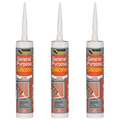 Image of Everbuild 3 X General Purpose Silicone Black 310ml EVBGPSBL