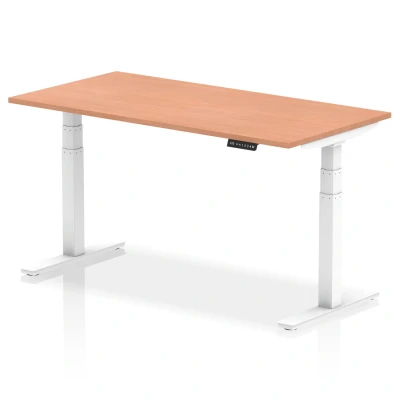Image of Air 1600/800 Beech Height Adjustable Desk With White Legs HA01023