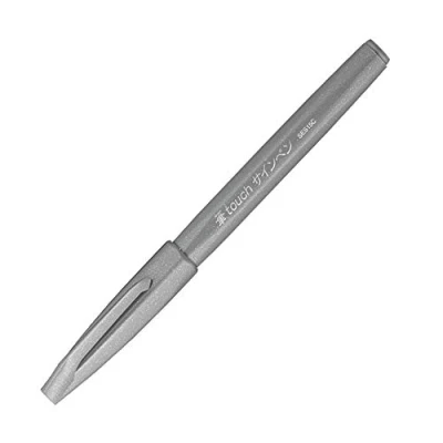 Image of PENTEL Brush Sign Pen SES15 Set of 3 Felt Tip Flexible Grey