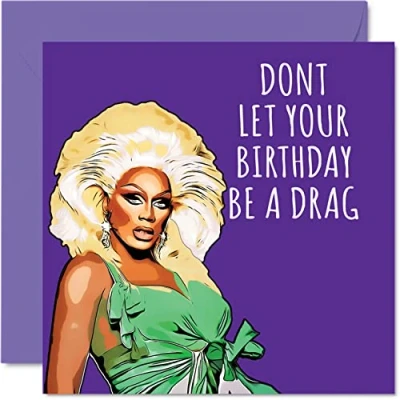 Image of Funny Birthday Cards for Men Women Drag Happy Card Mum Dad Brother Sister Son Daughter Nan Grandad, 145mm x Greeting Cards, 30th 40th 50th Bday