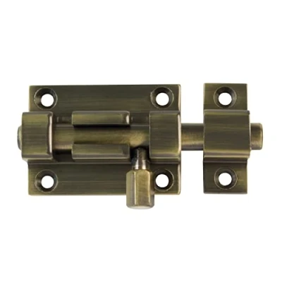 Image of Amig Overlap Pin for Doors Mod.700 80 x 37 mm Security Latch Horizontal or Vertical Closing Brass with Leather Finish Includes Coach Screws