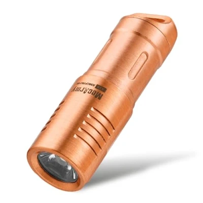Image of MecArmy X3S Copper/Brass Handheld Mini Keychain EDC Flashlight with Micro USB Charging Portable Rechargeable Everyday Carry Torch130 lumens Outdoor Waterproof Lamp (Copper)