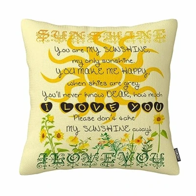 Image of You Are My Sunshine Yellow Home Decorative Pillowcase Cotton Linen Pillow Cover(18 X 18 Inch Double Sides)