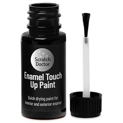 Image of Scratch Doctor Enamel Touch Up Paint 15ml Easy and Quick Drying Suitable for Kitchen Appliances, Bathroom, Metal, Radiator, Fridge, Shower, Sink (Black)