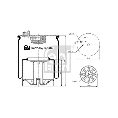 Image of 81436006037 Boot, air suspension FEBI BILSTEIN 39904 Rear axle, non steered trailing leading axle MAN: F 2000, TGA