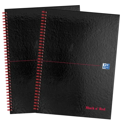 Image of Black n&#039; Red Wirebound Hardback Notebook 140 Pages A4 (Pack of 2)