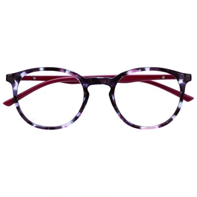 Image of OPULIZE Met Reading Glasses Slim Round Frame Scratch Resistant Spring Hinges Purple Tortoiseshelll Solid Arm Mens Womens R60 5 +1.00