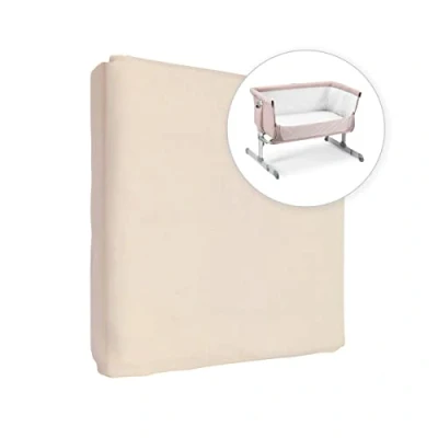 Image of Jersey 100% Cotton Fitted Sheet for 83 x 50 cm Baby Co Sleeper Crib Mattress (Ecru)