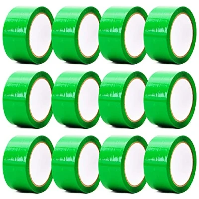 Image of Edenpack 12 Rolls Green Colour Low Noise Adhesive Tape 50MM x 66M Art and Craft DIY Decorative Packaging Packing Parcel Strong Seal Coloured Acrylic