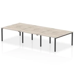 Image of Evolve Plus 1200mm B2B 6 Person Bench Desk Grey Oak Top Black Frame