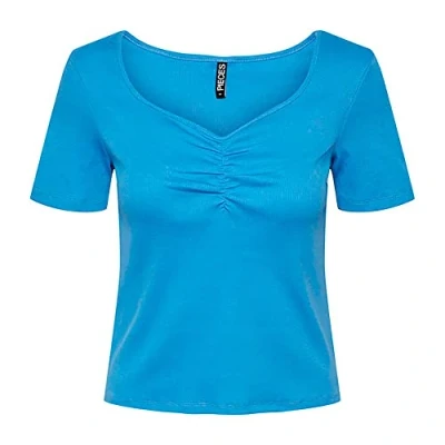 Image of PIECES Women&#039;s Pctania SS Top Noos Bc T Shirt, Marine Blue, S