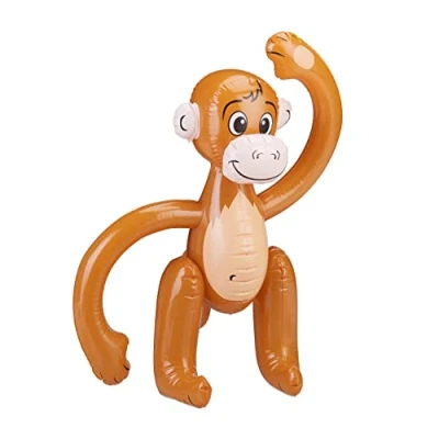 Image of Relaxdays Inflatable Monkey, Swimming Ape, Jungle Party Decoration, Safari, Carnival, Water Toy for Children, Brown