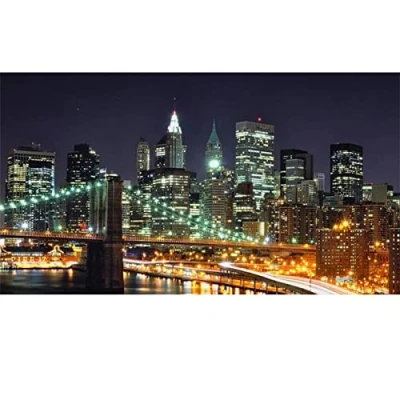 Image of 5D Diamond Painting Kits for Adults Full Drill DIY New York Night View 30x40cm Art by Number Crystal Rhinestone Embroidery Cross Stitch Arts Craft Home Wall Decor Gifts