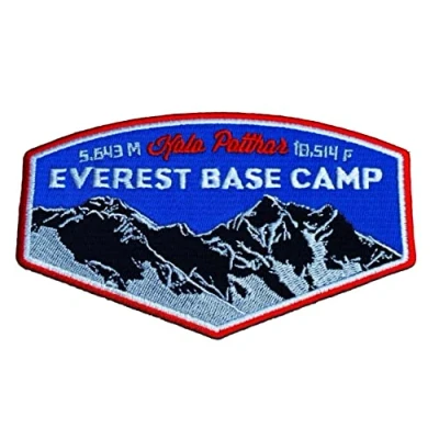 Image of Mount Everest Base Camp Kala Patthar Patch (5 Inch) Fully Embroidered Iron / Sew on Badge Applique Himalayas Mountain Trek Souvenir