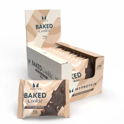 Image of MyProtein Baked Protein Cookie Double Chocolate Flavour, 13g per Cookie, Vegan Friendly &amp; Guilt Free, Award Winning Snack, Low Sugar with Dark Chunks
