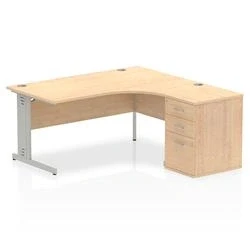 Image of Impulse 1600 Right Crescent Desk Maple Cable Managed + High Ped