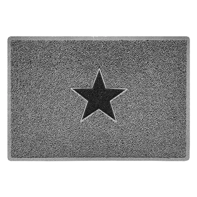 Image of Nicoman STAR Door Mat｜Entrance Barrier Dirt Trapper Floor Mat｜Patio Garden Conservatory Doormat｜Indoor Outdoor Matt｜Grey with Black Star, Large 90x60cm/3x2ft