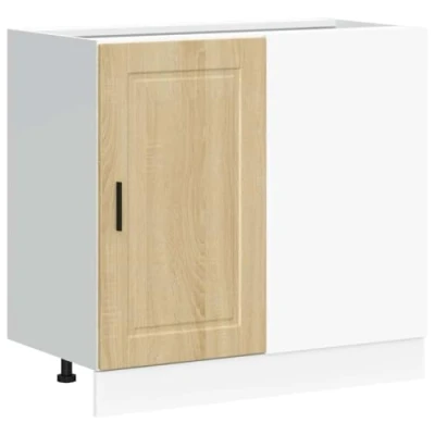 Image of vidaXL Kitchen Base Cabinet Sonoma Oak Engineered Wood Storage Unit with Adjustable Feet, Ample Space, 86x46x81.5 cm Modern Organizer