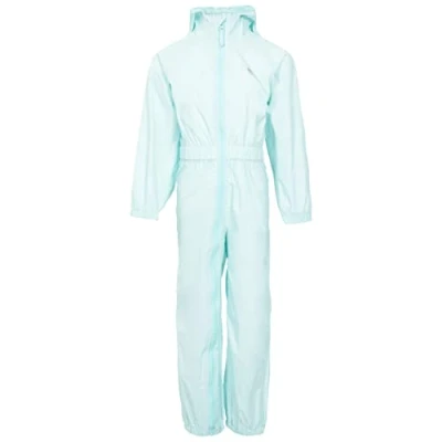 Image of Trespass Children&#039;s Waterproof Rain Suit With Hood, Pale Mint, 5 6 Years