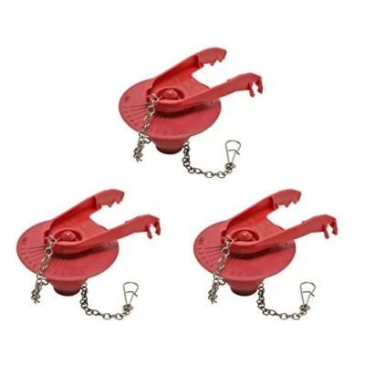 Image of Fluidmaster 502CN3 PerforMAX Universal Water Saving Long Life Toilet Flapper for 2 Inch Flush Valves, Adjustable Solid Frame Design, Easy Install, 3 Pack, Red, Pack