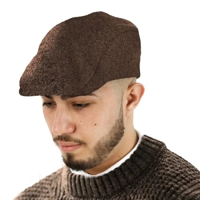 Image of TOSKATOK® Mens Plain Wool Blend Flat Cap Choc Chocolate