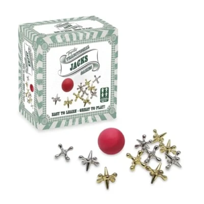 Image of Toyrific Classic Jacks Game Traditional Family Game, Kids Set with Bouncy Ball