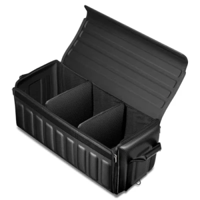 Image of Spigen [Foldable Car Boot Organiser, Universal Tidy Trunk Storage Box, Side Handles With Velcro Lock, Carbon Pattern, Accessories, Compatible Tesla Model 3/Y, BMW, Ford, Nissan, Audi, Etc