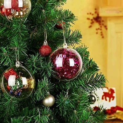 Image of 8cm 20pcs Christmas Baubles Clear Fillable Ball Xmas Decoration